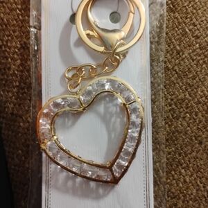 Gold Heart Pendant with Clear Accents